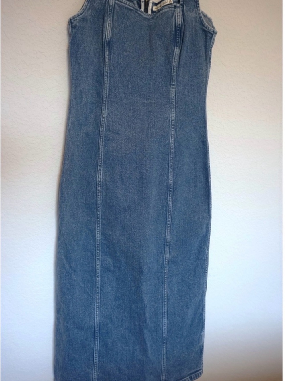 Abercrombie & Fitch Blue Denim Midi Dress Medium Wash Square
Neck Zip Back M